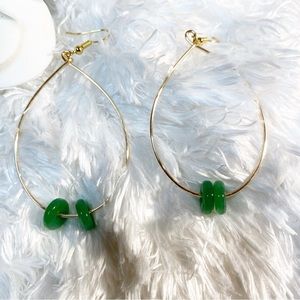 Hand Crafted Earrings Jade drop hanging earrings
